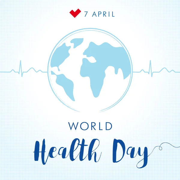 Día Mundial de la Salud cardio globo tarjeta — Vector de stock