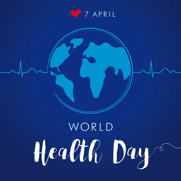 Día Mundial de la Salud cardio globo azul marino — Vector de stock