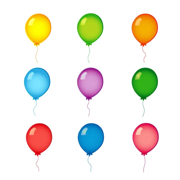 Kleurrijke helium ballonnen op wit — Stockvector