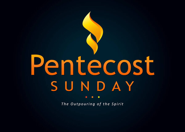 Pentecost Sunday flame card Stock Illustration