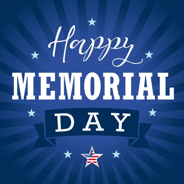 Feliz Memorial Day EUA estrela, fita e listras banner — Vetor de Stock