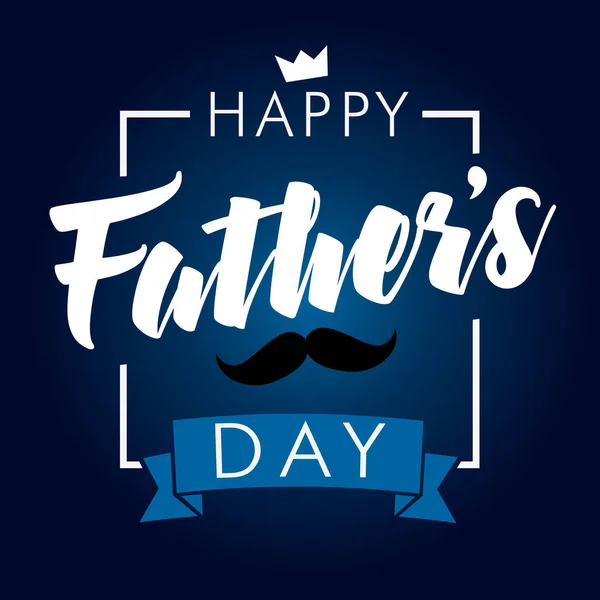 Happy Fathers Day calligraphy navy blue banner — Stock Vector