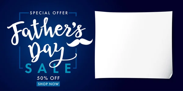 Dia dos Pais oferta especial VENDA banner lettering azul marinho —  Vetores de Stock