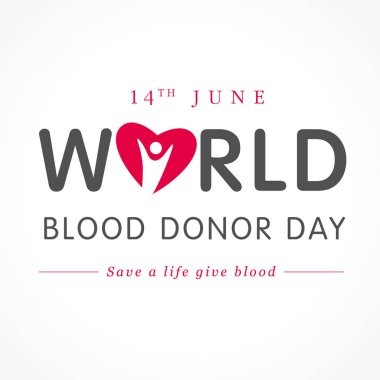 Dünya kan donör gün kırmızı kalp yazı