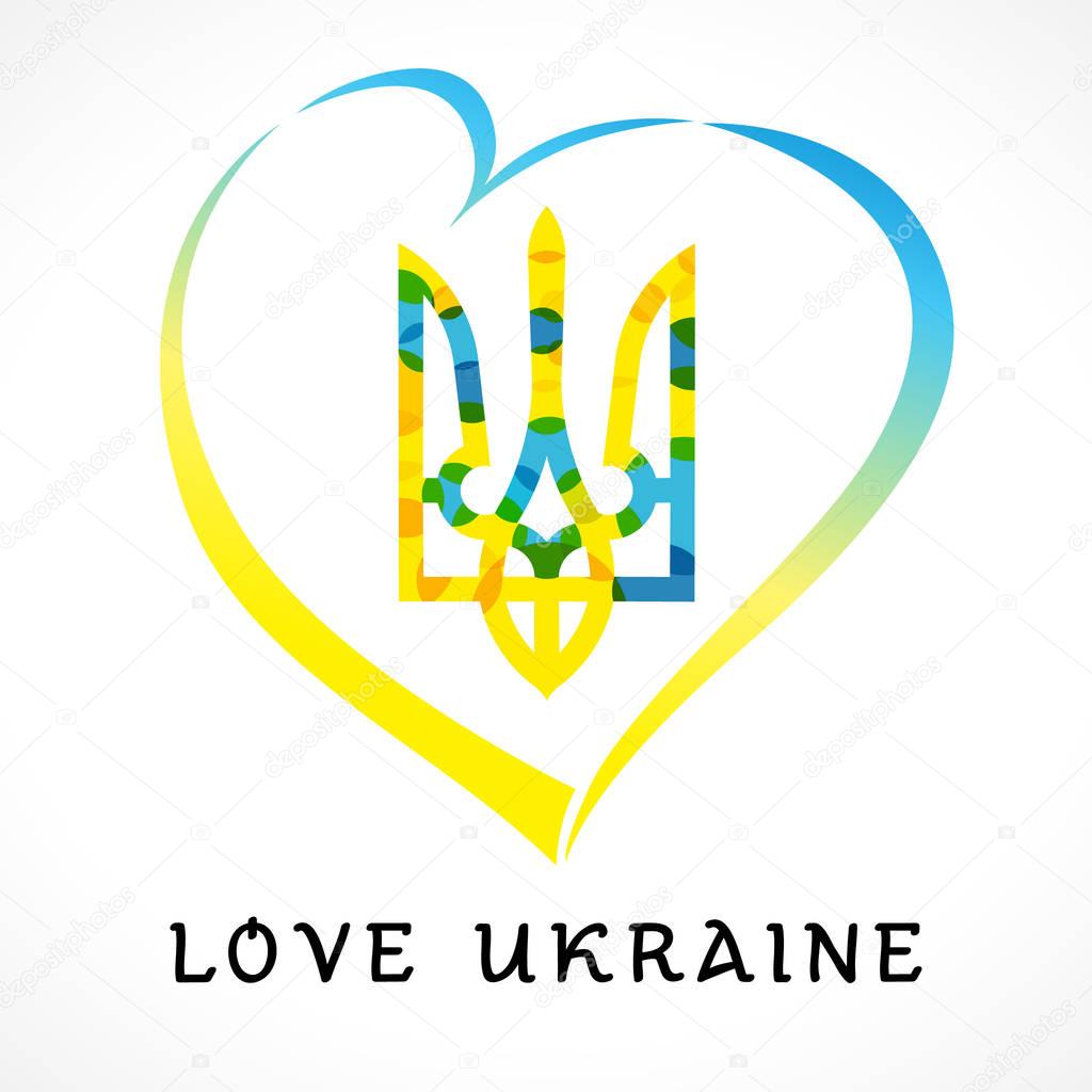 Love Ukraine emblem colored