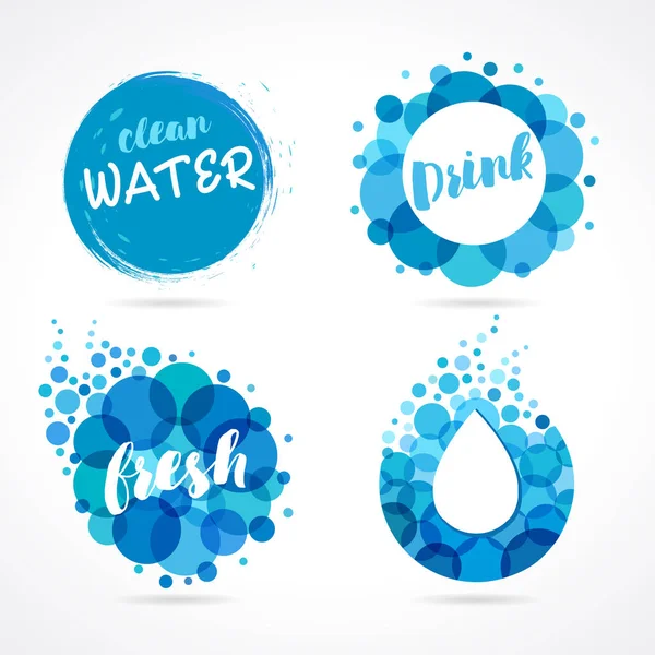 Diseño de conjunto de logotipo de agua abstracto — Archivo Imágenes Vectoriales