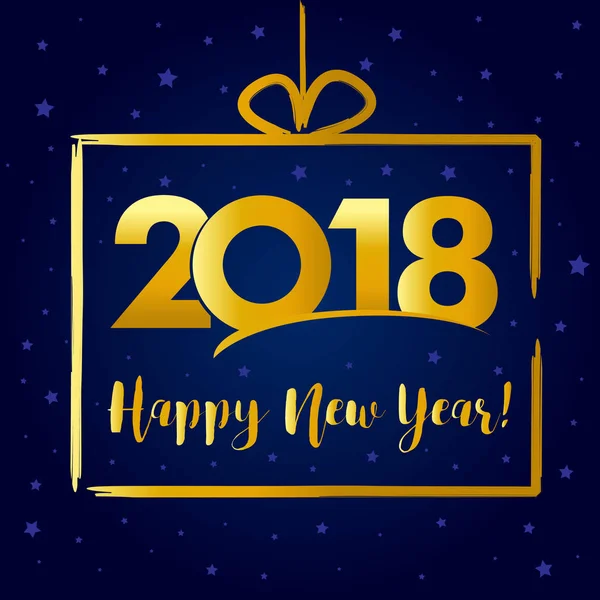 2018 szczęśliwego nowego roku złoty obecnie karty — Wektor stockowy