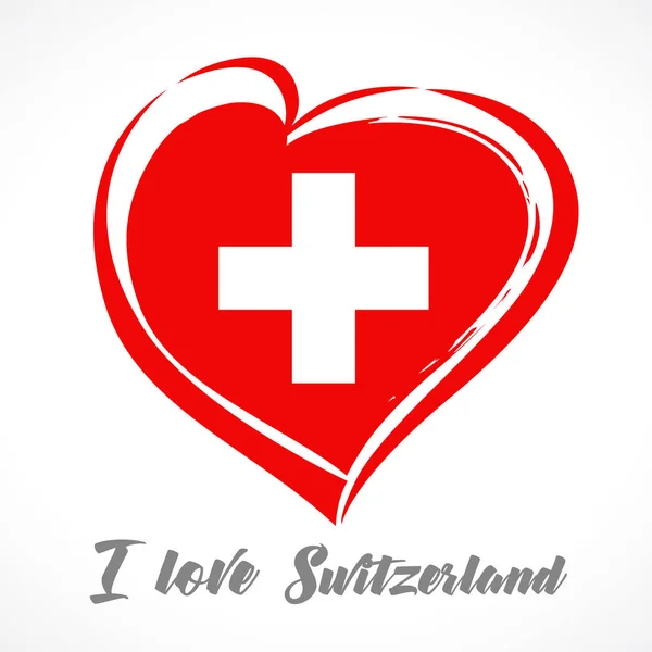 Amor emblema de la bandera de Suiza — Vector de stock