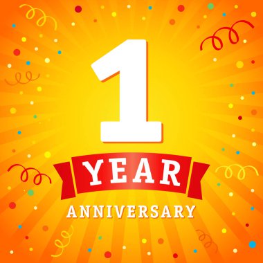 1 yıl yıldönümü logo kutlama kartı