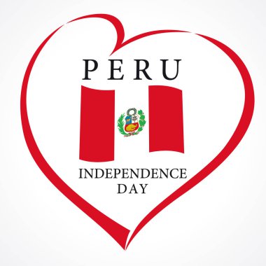 Peru Independence Day love card clipart
