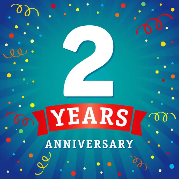 2 anni anniversario logo celebrazione carta — Vettoriale Stock