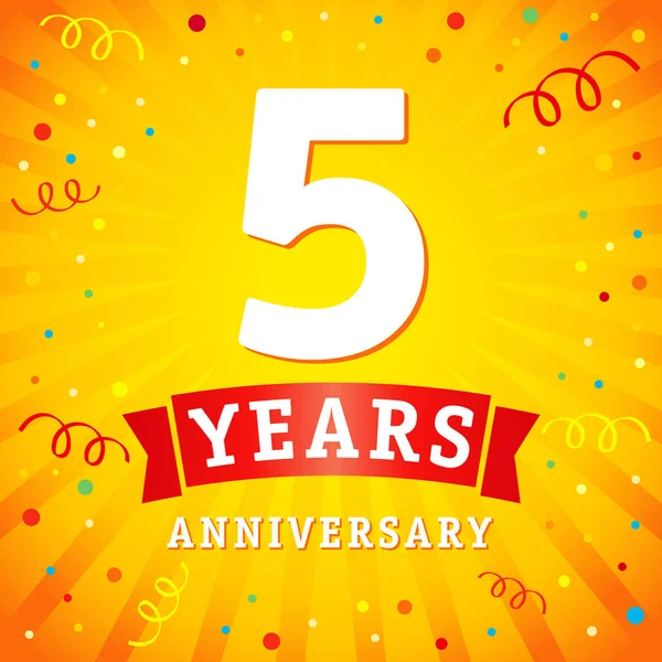 5 let výročí logo oslav karta. — Stockový vektor
