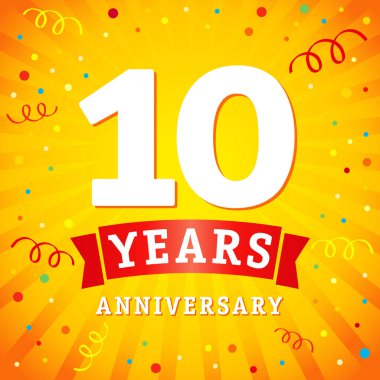 10 yıl yıldönümü logo kutlama kartı
