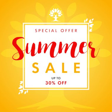 Yaz Satılık yaprak ve ağaç çerçeve büyük başlığı