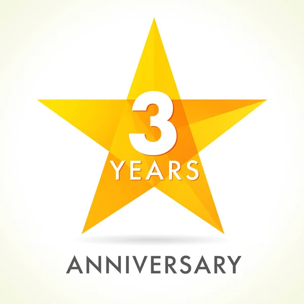 3 jaar verjaardag star-logo — Stockvector