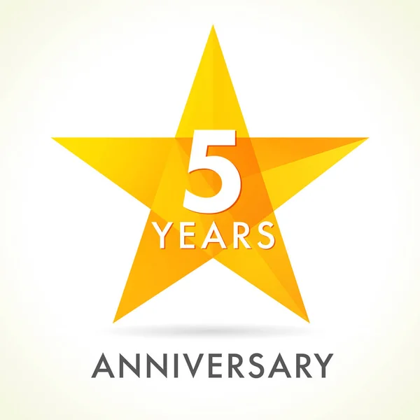 5 años logo estrella aniversario — Archivo Imágenes Vectoriales