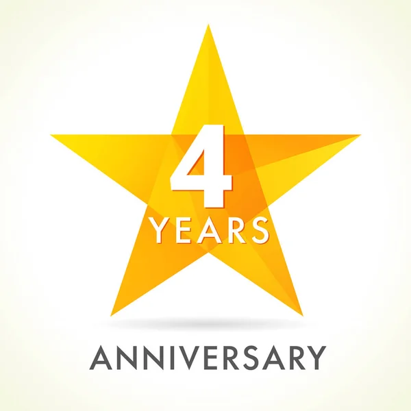 4 ans logo étoile anniversaire — Image vectorielle