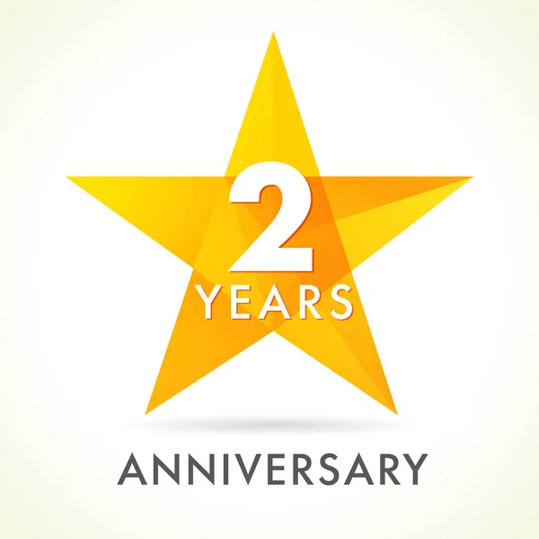 2 años logo estrella aniversario — Archivo Imágenes Vectoriales