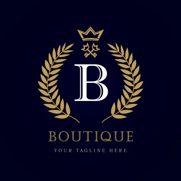 Letra clave de la corona boutique de lujo logotipo monograma "B" — Archivo Imágenes Vectoriales