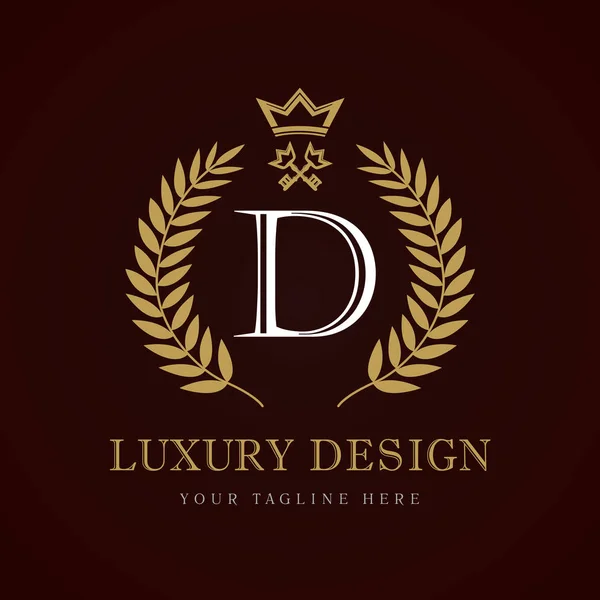 Logo monogram Luxury Design kaligraficzny korony klawisz "D" — Wektor stockowy