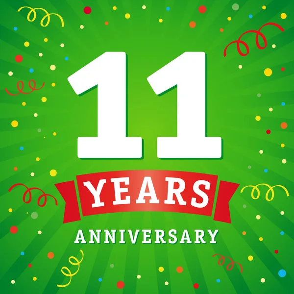 11 años aniversario logo celebración tarjeta — Archivo Imágenes Vectoriales