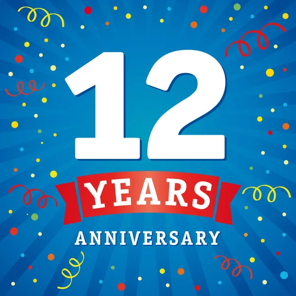 12 years anniversary logo celebration card — Stock Vector