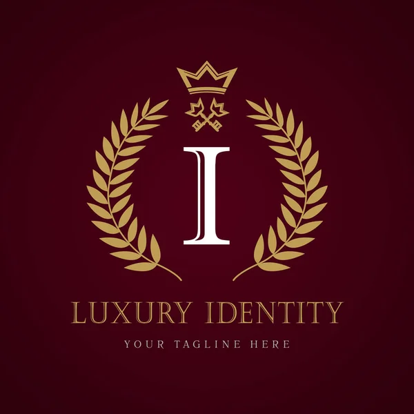 Luxe identité couronne lettre clé I logo monogramme — Image vectorielle