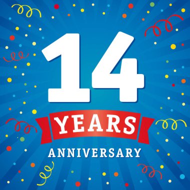 14 yıl yıldönümü logo kutlama kartı