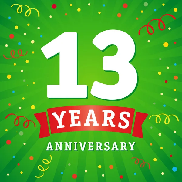 13 anni anniversario logo celebrazione carta . — Vettoriale Stock