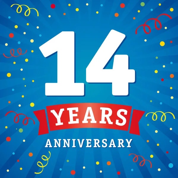 14 anni anniversario logo celebrazione carta — Vettoriale Stock