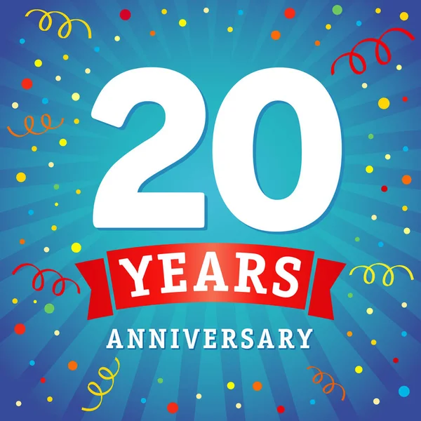 20 års jubileum logotyp firande kort — Stock vektor
