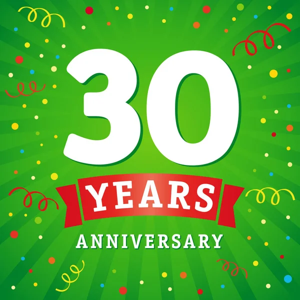 30 年周年記念ロゴお祝いカード — ストックベクタ