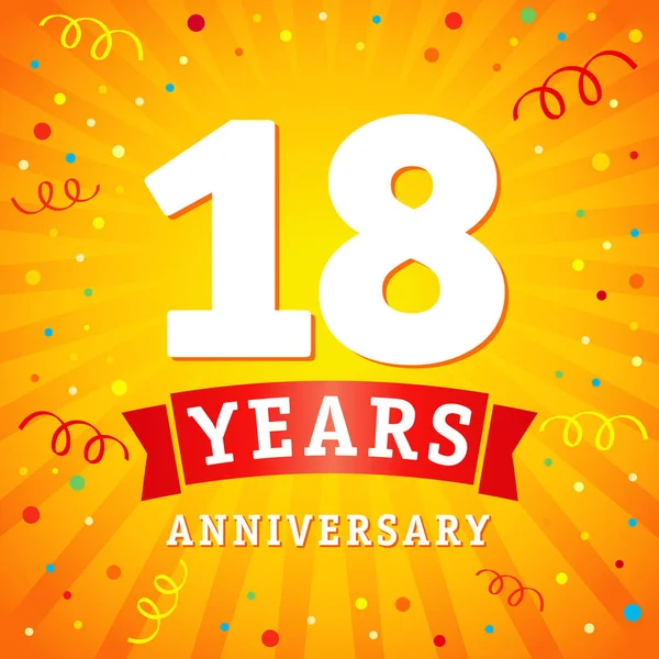 18 anni anniversario logo celebrazione carta — Vettoriale Stock