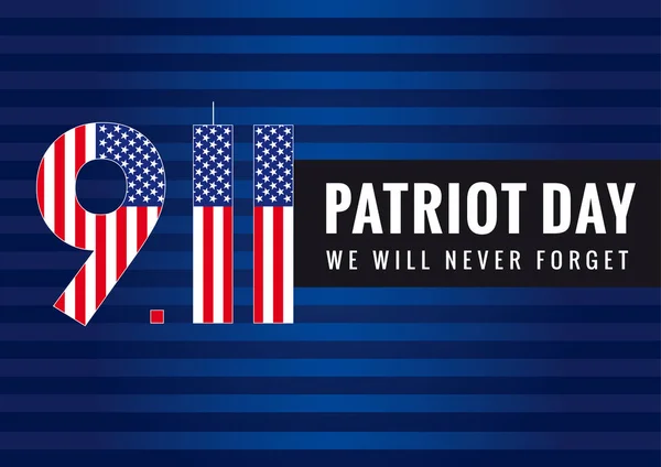 9.11 Giorno patriota Bandiera USA — Vettoriale Stock