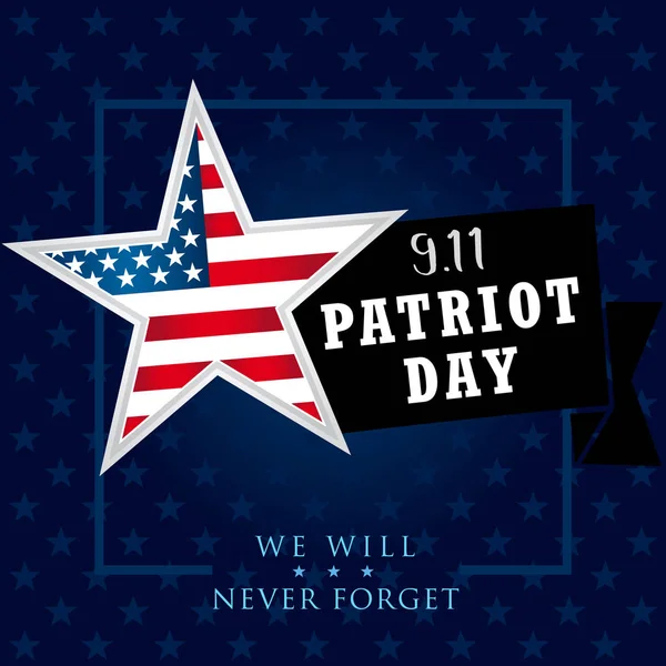 Patriot day USA Non dimenticheremo mai lo striscione stellare — Vettoriale Stock