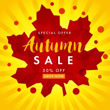 Sonbahar satışı kırmızı akçaağaç yaprağı büyük başlığı