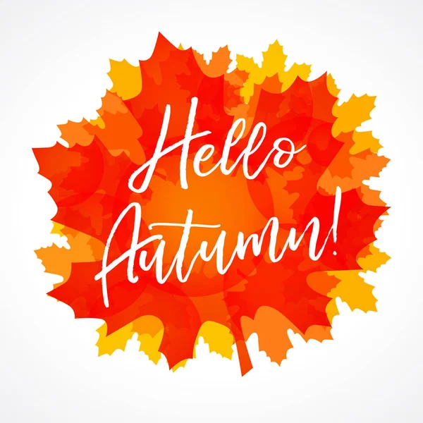 Hola tarjeta de hoja de arce de otoño — Archivo Imágenes Vectoriales