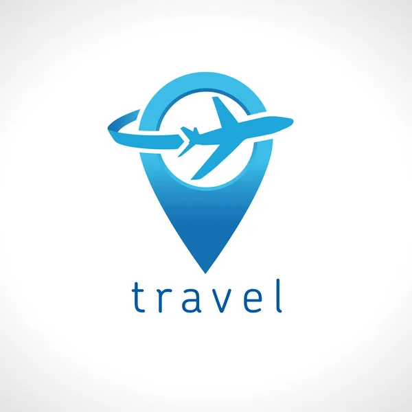 Letecké cestování společnosti mapa ukazatel logo šablona — Stockový vektor