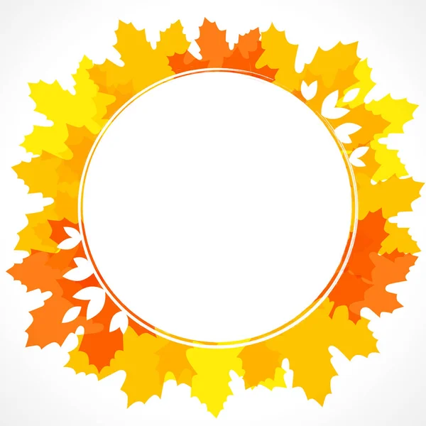 Autumn frame on orange and yellow maple leaves background — Stock Vector