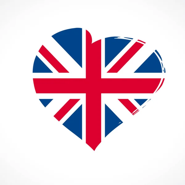 Liefde British Union Jack vlag embleem gekleurd — Stockvector
