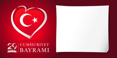 29 ekim Cumhuriyet Bayrami kutlu olsun heart and flag banner red clipart