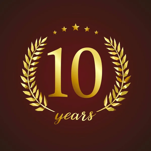 10 jaar oude luxe logo. — Stockvector