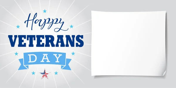 Happy Veterans Day USA banner, lettering and paper