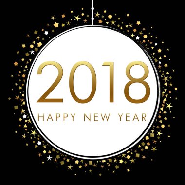 Beyaz balosu altın glitter konfeti ile 2018