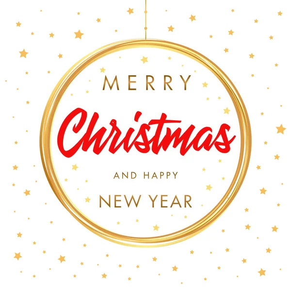 Veselé Vánoce a šťastný nový rok kaligrafické bílý nápis — Stockový vektor