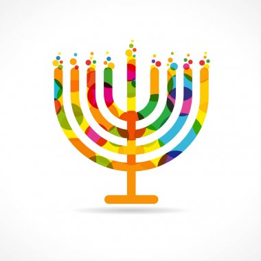 Hanukkah menorah emblem colored clipart