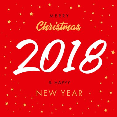 Neşeli Noel hat 2018 ve mutlu yeni yıl kırmızı tebrik kartı