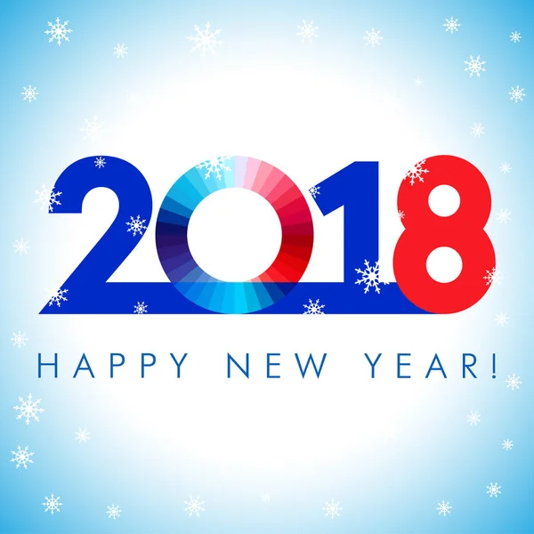 2018 Happy New Year red and blue card — Stock Vector