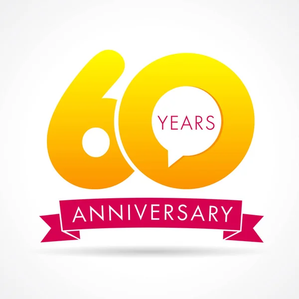 Years Anniversary Communication Logo 60Th Year Birthday Logotype Label Yellow — Stock Vector