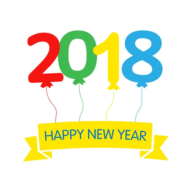 2018 Globos Colores Feliz Año Nuevo Tarjeta Felicitación Feliz Año — Vector de stock